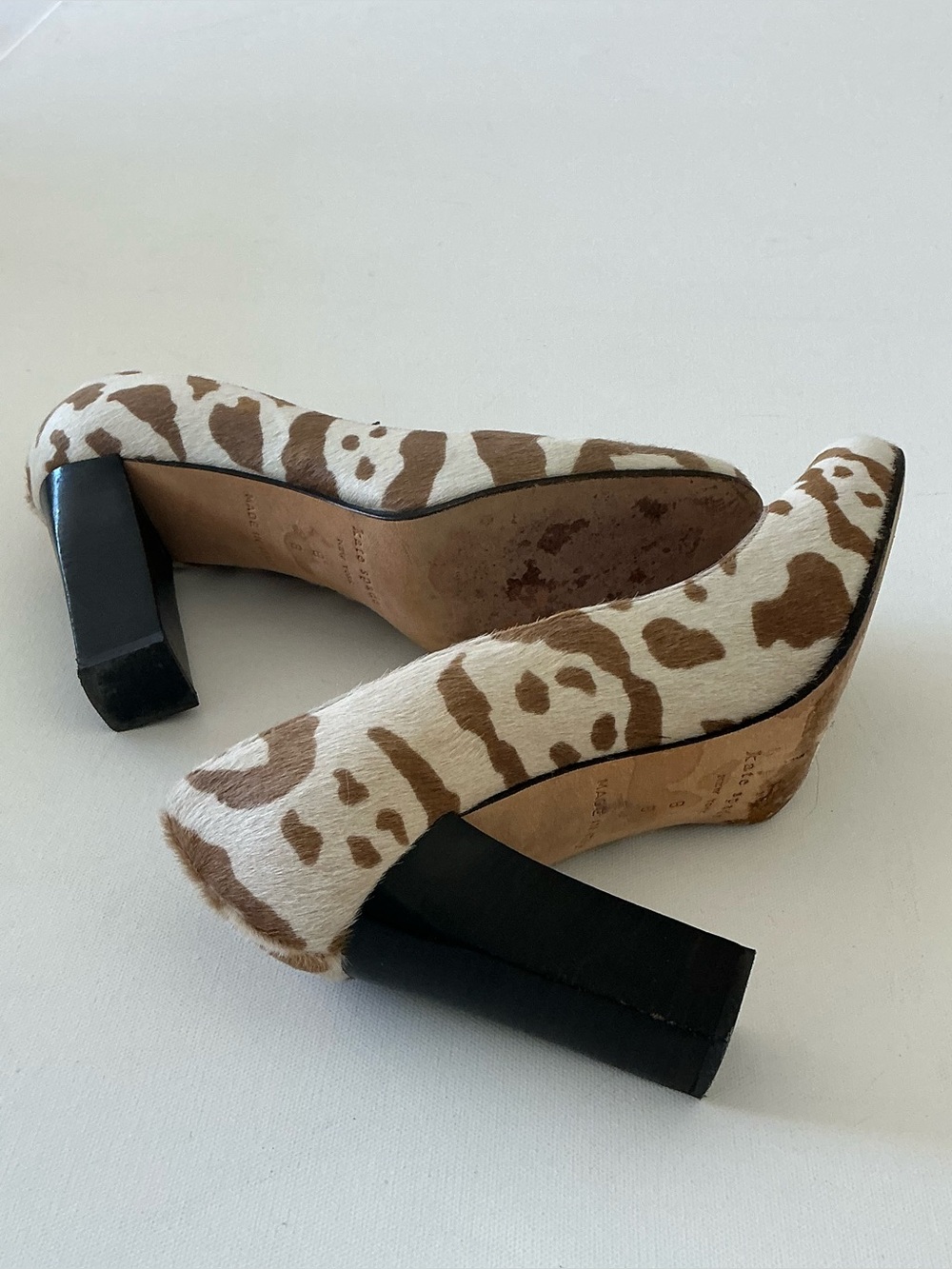 kate spade Brown and White Leopard-Print Block Heel Pumps - Picture 9 of 9